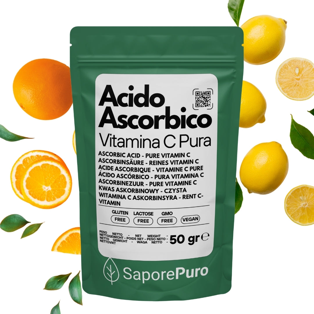 Ácido Ascórbico - Vitamina C Pura : ¡El Nutriente Esencial para tus Recetas! - (E300) - Envasado en Italia - SaporePuro